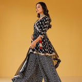 REVA BLACK PEPLUM TOP, SHARARA & ODHANI I SET OF THREE