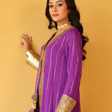 AROHI PURPLE JACKET, TROUSERS AND DRESS I SET OF THREE