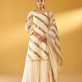 YAMINI CREAM KURTA SHARARA & ODHANI I SET OF THREE