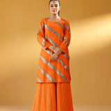 YAMINI ORANGE KURTA SHARARA & ODHANI I SET OF THREE