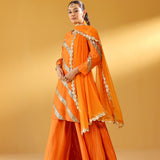 YAMINI ORANGE KURTA SHARARA & ODHANI I SET OF THREE