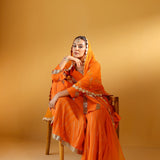 YAMINI ORANGE KURTA SHARARA & ODHANI I SET OF THREE