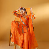 YAMINI ORANGE KURTA SHARARA & ODHANI I SET OF THREE