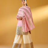 DIVYA KAPOOR |BLUSH PINK ADIVA CHANDHERI KURTA, SHARARA & ODHANI I SET OF THREE