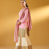 DIVYA KAPOOR |BLUSH PINK ADIVA CHANDHERI KURTA, SHARARA & ODHANI I SET OF THREE