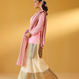 DIVYA KAPOOR |BLUSH PINK ADIVA CHANDHERI KURTA, SHARARA & ODHANI I SET OF THREE