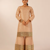 CHEF AMRITA RAICHAND | BEIGE VAANI BEIGE KURTA, FLARED PANTS & ODHANI I SET OF THREE