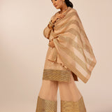 VAANI BEIGE KURTA, SHARARA & ODHANI I SET OF THREE
