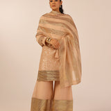VAANI BEIGE KURTA, SHARARA & ODHANI I SET OF THREE