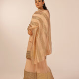 VAANI BEIGE KURTA, SHARARA & ODHANI I SET OF THREE