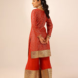 TANAAZ DOSHI | VAANI RED KURTA, SHARARA & ODHANI I SET OF THREE