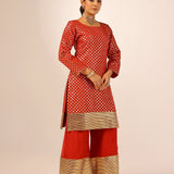 VAANI RED KURTA, SHARARA & ODHANI I SET OF THREE