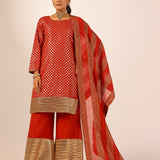 VAANI RED KURTA, SHARARA & ODHANI I SET OF THREE