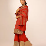VAANI RED KURTA, SHARARA & ODHANI I SET OF THREE