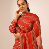 TANAAZ DOSHI | VAANI RED KURTA, SHARARA & ODHANI I SET OF THREE