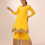 SEEMA K SAJDEH | AVNI MUSTARD KURTA, SHARARA & ODHANI I SET OF THREE