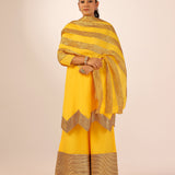 SEEMA K SAJDEH | AVNI MUSTARD KURTA, SHARARA & ODHANI I SET OF THREE