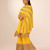 SEEMA K SAJDEH | AVNI MUSTARD KURTA, SHARARA & ODHANI I SET OF THREE