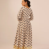 ZIYA CREAM ANARKALI, TROUSERS & ODHANI SET OF THREE