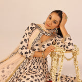 ZIYA CREAM ANARKALI, TROUSERS & ODHANI SET OF THREE
