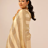 VAANI CREAM KURTA, SHARARA & ODHANI I SET OF THREE