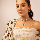 NAAZ CREAM CROP TOP, FLAIR TROUSERS & JACKET SET OF THREE