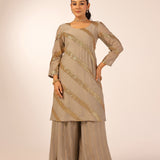 YAMINI GREY KURTA, SHARAR & ODHANI I SET OF THREE