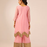 AVNI PINK KURTA, SHARARA & ODHANI I SET OF THRE
