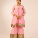 AVNI PINK KURTA, SHARARA & ODHANI I SET OF THRE