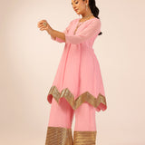 AVNI PINK KURTA, SHARARA & ODHANI I SET OF THRE