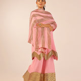 AVNI PINK KURTA, SHARARA & ODHANI I SET OF THRE