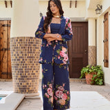 NAVY LISA BLAZER , CROP TOP AND FLAIR PANTS