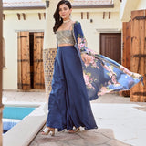NAVY NAAZ CAPE, CROP TOP AND FLAIR PANTS SET OF 3