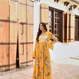 MUSTARD IFAT CAPE AND MAXI DRESS SET