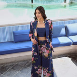 NAVY LISA BLAZER , CROP TOP AND FLAIR PANTS