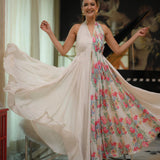 DIPTI DHILLON | IVORY ZUNAILI HALTER TOP WITH TULIP PANTS