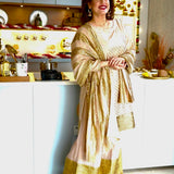 CHEF AMRITA RAICHAND | BEIGE VAANI BEIGE KURTA, FLARED PANTS & ODHANI I SET OF THREE