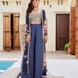 NAVY NAAZ CAPE, CROP TOP AND FLAIR PANTS SET OF 3