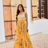 MUSTARD IFAT CAPE AND MAXI DRESS SET