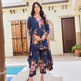 NAVY FLORAL RIA COORD SET OF TWO
