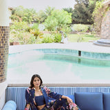 NAVY LISA BLAZER , CROP TOP AND FLAIR PANTS
