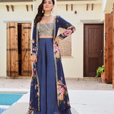 NAVY NAAZ CAPE, CROP TOP AND FLAIR PANTS SET OF 3