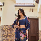 NAVY LISA BLAZER , CROP TOP AND FLAIR PANTS