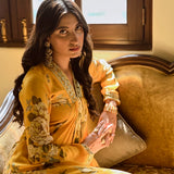 MUSTARD SHIKHA V NECK KURTA AND STRAIGHT PANTS SET OF TWO