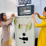 MASOOM MINAWALA | ADIVA GREY CHANDHERI KURTA, FLARED PANTS & ODHANI SET OF THREE