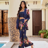 NAVY LISA BLAZER , CROP TOP AND FLAIR PANTS