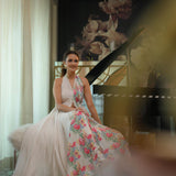 DIPTI DHILLON | IVORY ZUNAILI HALTER TOP WITH TULIP PANTS