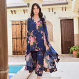 NAVY FLORAL RIA COORD SET OF TWO