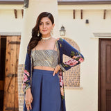 NAVY NAAZ CAPE, CROP TOP AND FLAIR PANTS SET OF 3