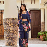 NAVY LISA BLAZER , CROP TOP AND FLAIR PANTS